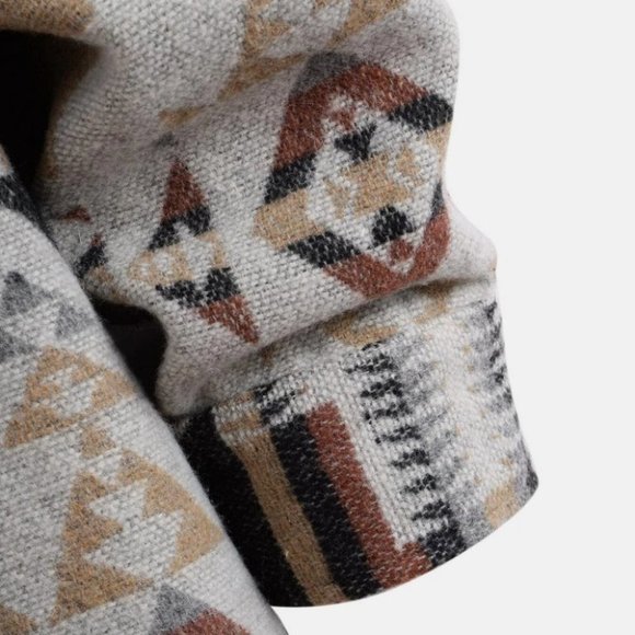 Tan Geo Print Mens Overcoat - Picture 3 of 4